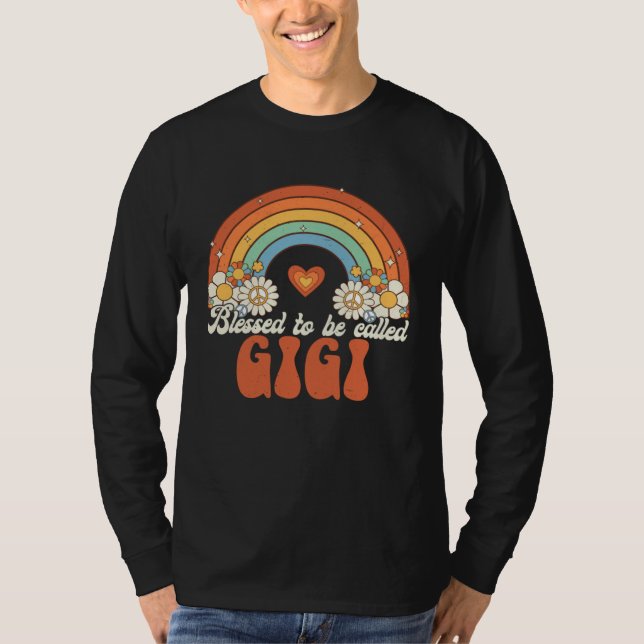 Blessed To Be Called Gigi Groovy Rainbow Mother s  T-Shirt (Front)