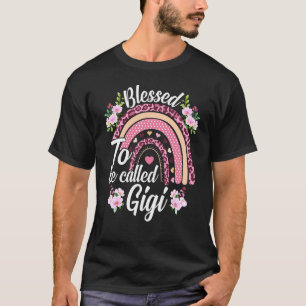 Blessed To Be Called Gigi Leopard Rainbow Floral M T-Shirt