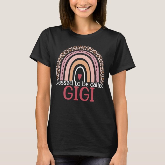 Blessed To Be Called Gigi Rainbow Leopard Print Mo T-Shirt (Front)