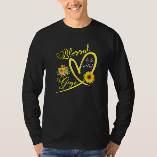 Blessed To Be Called Gigi Sunflower Heart Mothers  T_Shirt