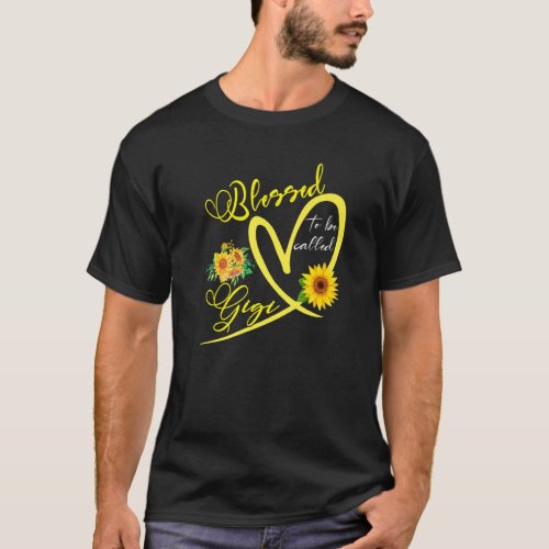 Blessed To Be Called Gigi Sunflower Heart Mothers  T_Shirt