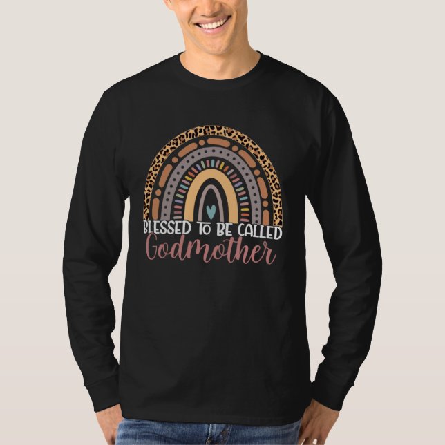 Blessed To Be Called Godmother Rainbow Leopard Mot T-Shirt (Front)