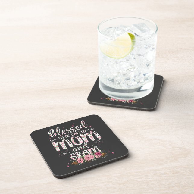 Blessed To Be Called Gram Flower Lovers  Beverage Coaster (Right Side)