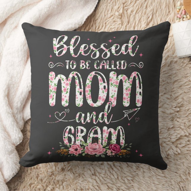 Blessed To Be Called Gram Flower Lovers  Throw Pillow (Blanket)