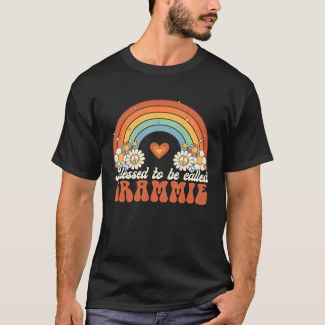 Blessed To Be Called Grammie Groovy Rainbow Mother T-Shirt (Front)