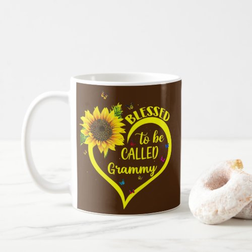 Blessed To Be Called Grammy Sunflower Heart Art  Coffee Mug