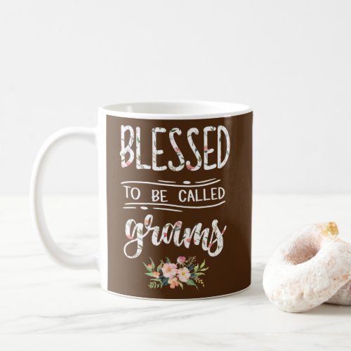 Blessed To Be Called Grams Floral Flower  Coffee Mug