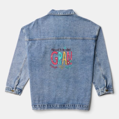 Blessed To Be Called Gran Colorful Mothers Day  Denim Jacket