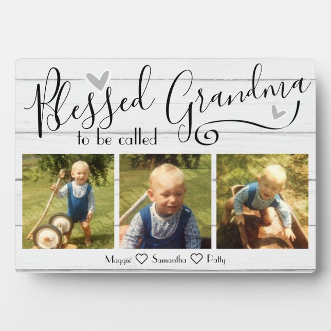 Blessed to be Called Grandma 3 Photo Plaque (Front)