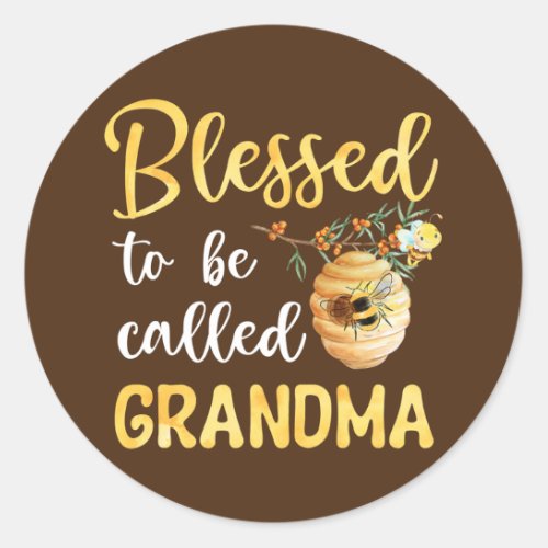 Blessed To Be Called Grandma Cute Bee Mothers Classic Round Sticker