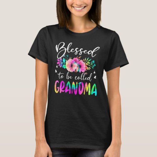 Blessed To Be Called Grandma Mom Floral Tie Dye Mo T_Shirt