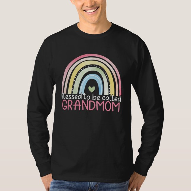 Blessed To Be Called Grandmom Rainbow Happy Mother T-Shirt (Front)