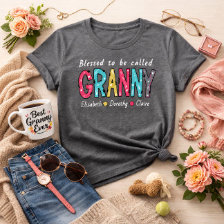 Blessed to be Called Granny Personalized Grandkids Tri-Blend Shirt