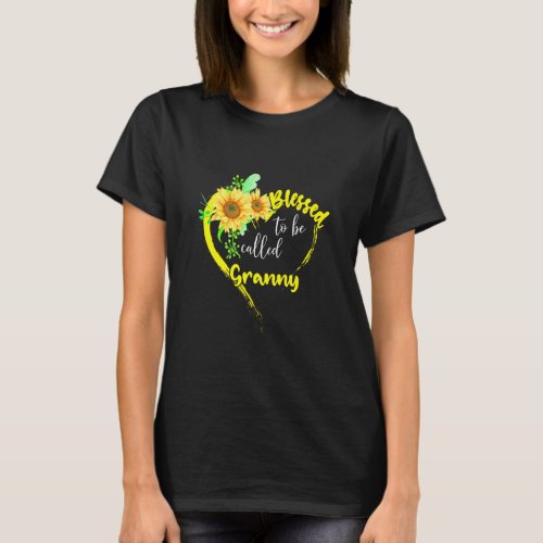 Blessed To Be Called Granny Sunflower Granny Mothe T_Shirt