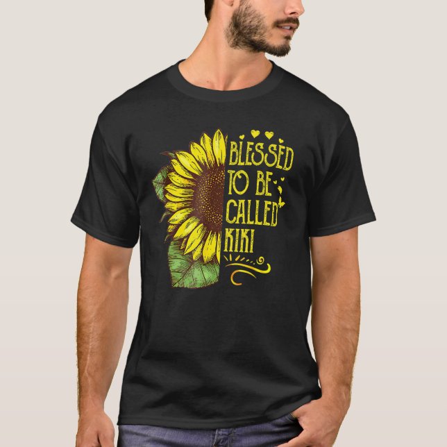 Blessed To Be Called Kiki Grandma Sunflower Mother T-Shirt (Front)
