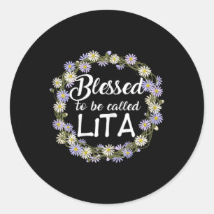 Blessed To Be Called Lita Cute Chamomile Print  Classic Round Sticker
