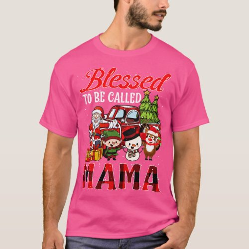 Blessed To Be Called Mama Christmas Buffalo Plaid  T_Shirt