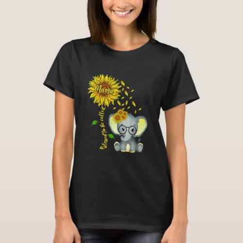 Blessed To Be Called Mama Sunflower Elephant T_Shirt