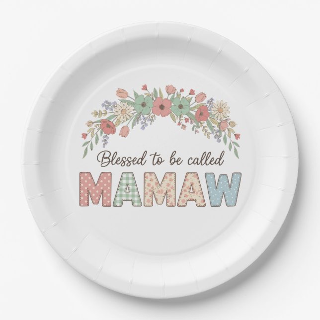Blessed to be called Mamaw Paper Plates (Front)