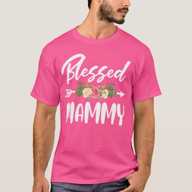 Blessed to be called Mammy Floral Arrow Design Mot T-Shirt (Front)