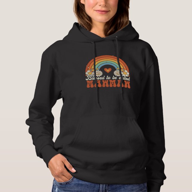 Blessed To Be Called Mawmaw Groovy Rainbow Mothers Hoodie (Front)
