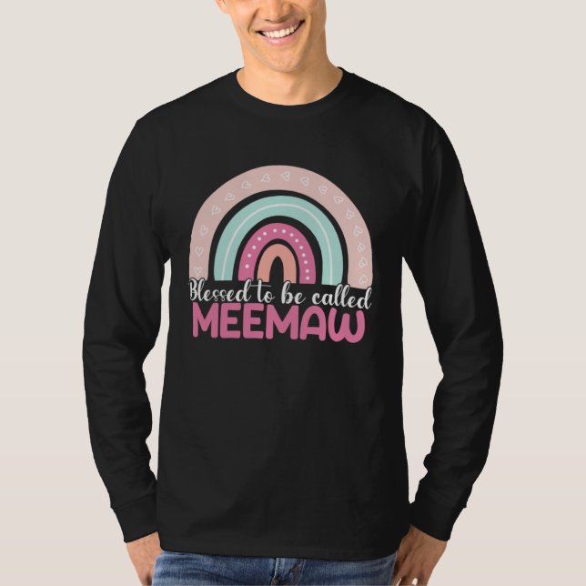 Blessed To Be Called Meemaw Rainbow Mothers Day Mo T-Shirt (Front)