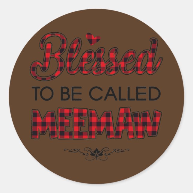 Blessed To Be Called Meemaw Red Plaid Mother Day  Classic Round Sticker (Front)