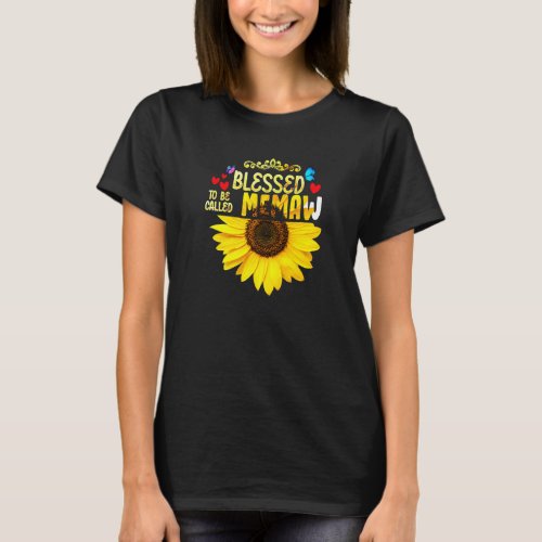 Blessed To Be Called Memaw Womens Sunflower Memaw  T_Shirt