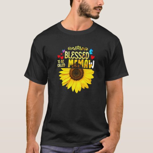 Blessed To Be Called Memaw Womens Sunflower Memaw  T_Shirt