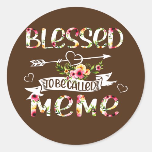 Blessed to be called Meme Floral Funny Grandma Classic Round Sticker
