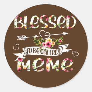 Blessed to be called Meme Floral Funny Grandma Classic Round Sticker