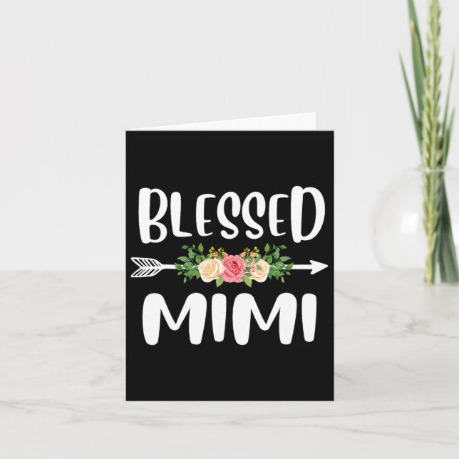 Blessed To Be Called Mimi Floral Arrow Design Moth Card (Front)