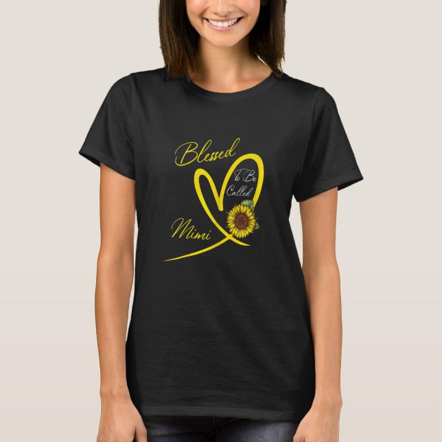 Blessed To Be Called Mimi Sunflower Heart T-Shirt (Front)
