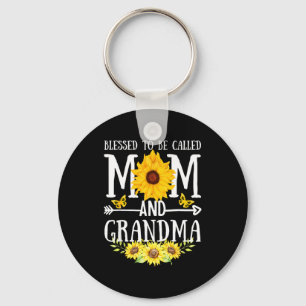 Blessed to be called mom and grandma floral cute keychain