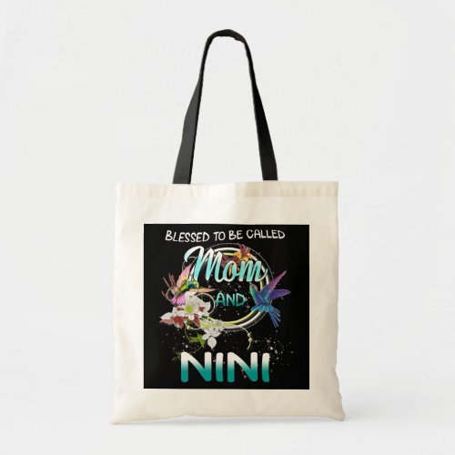 Blessed To Be Called Mom And Nini Floral Mothers Tote Bag