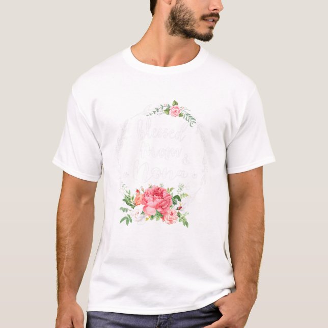 Blessed To Be Called Mom And NONA Cute Flower Gift T-Shirt (Front)