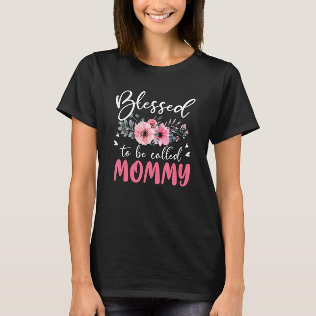 Blessed To Be Called Mom Floral Tie Dye Mommy Moth T-Shirt (Front)