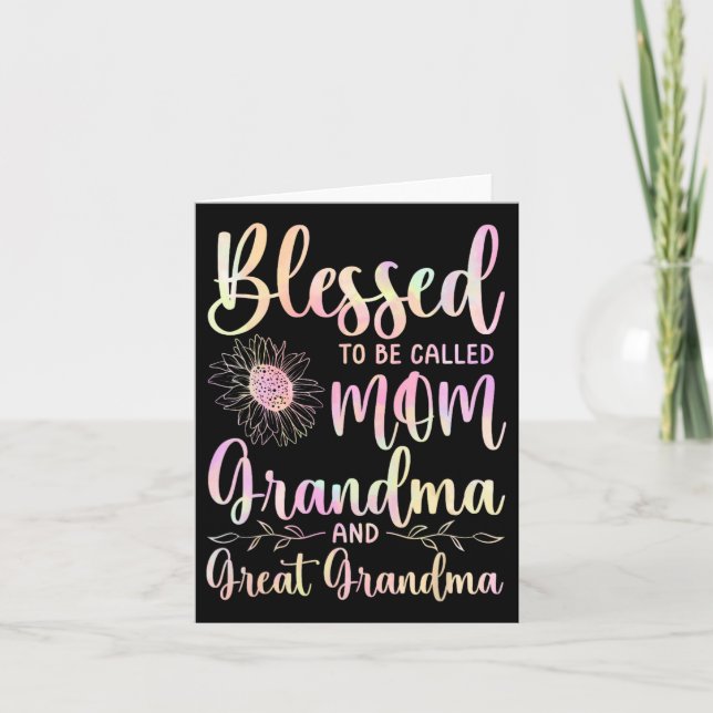 Blessed To Be Called Mom Grandma And Great Grandma Card (Front)