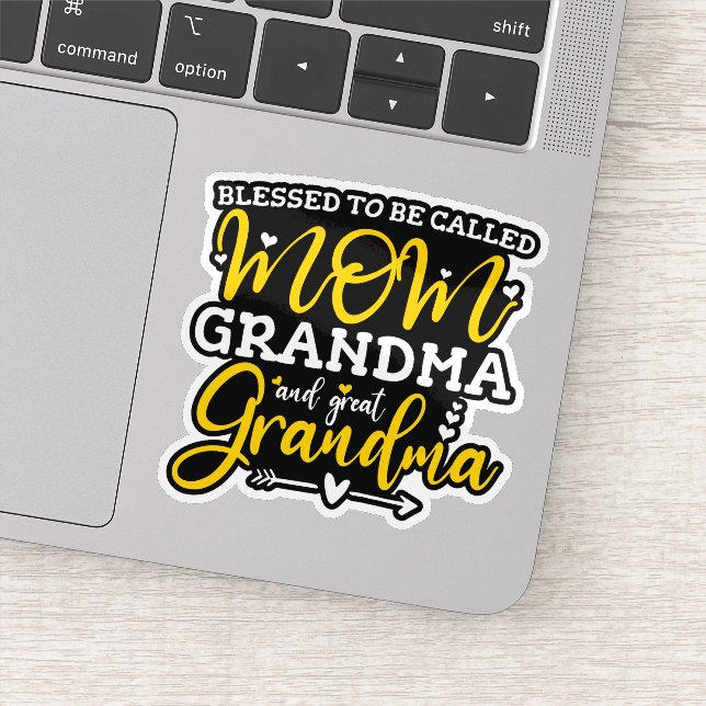 Blessed To Be Called Mom Grandma And Great Grandma Sticker (Detail)