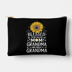 Blessed To Be Called Mom Grandma Great Sunflower Accessory Pouch