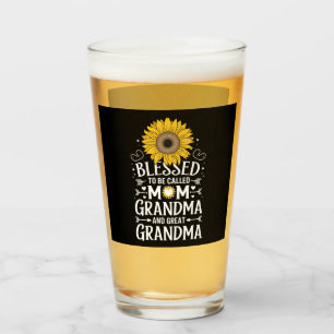 Blessed To Be Called Mom Grandma Great Sunflower Glass