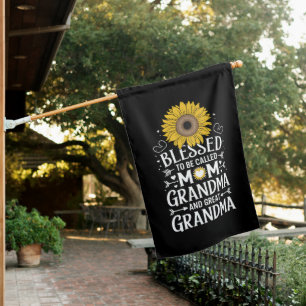 Blessed To Be Called Mom Grandma Great Sunflower House Flag