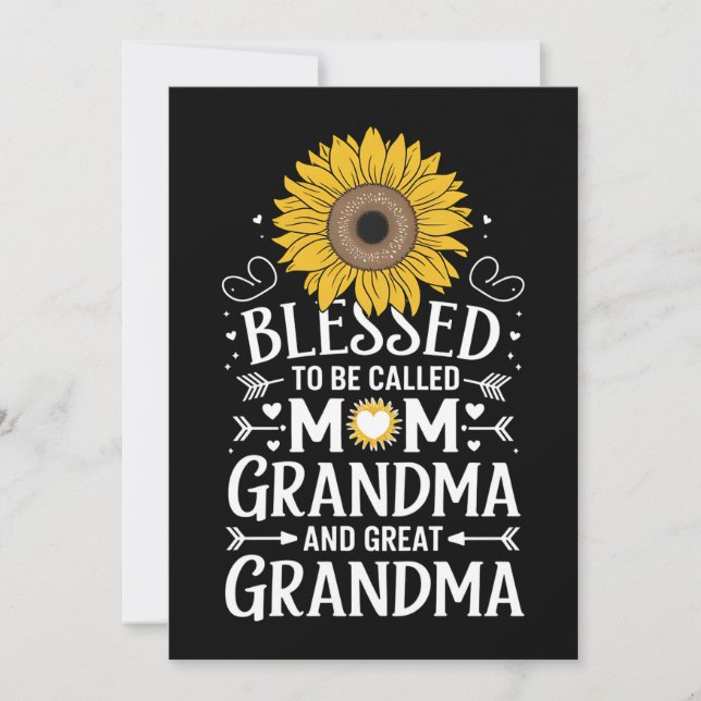 Blessed To Be Called Mom Grandma Great Sunflower Invitation (Front)