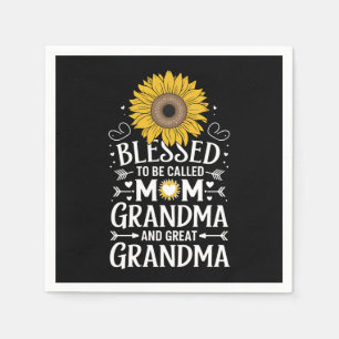Blessed To Be Called Mom Grandma Great Sunflower Napkins