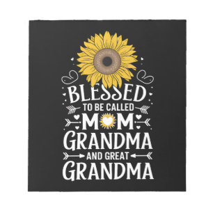 Blessed To Be Called Mom Grandma Great Sunflower Notepad