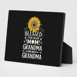Blessed To Be Called Mom Grandma Great Sunflower Plaque