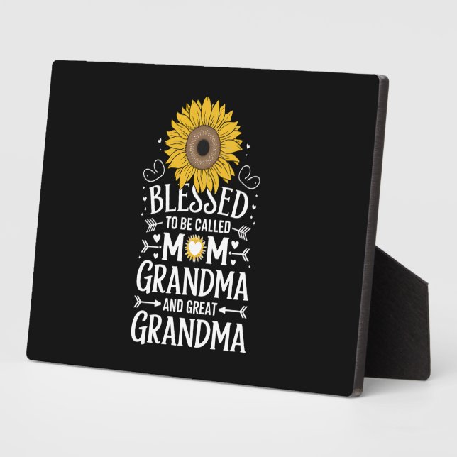 Blessed To Be Called Mom Grandma Great Sunflower Plaque (Side)