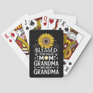 Blessed To Be Called Mom Grandma Great Sunflower Poker Cards