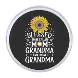 Blessed To Be Called Mom Grandma Great Sunflower Silver Finish Lapel Pin