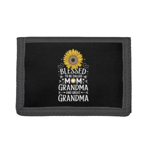 Blessed To Be Called Mom Grandma Great Sunflower Tri-fold Wallet